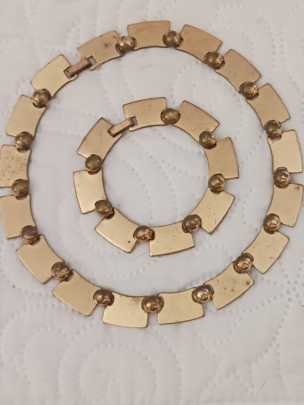Dufoe Necklace Vintage MCM Linked Disc Choker and Bracelet Set